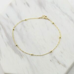 Dainty 14K Gold bead Bracelet - 14K Solid Gold Bracelet